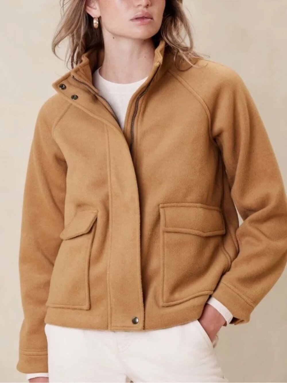 Banana Republic Brushed Jacket Utility Bomber Camel Tan XL